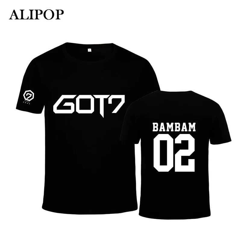 Kpop Fashion GOT7 JACKSON MARK JB JR. Футболка из жесткого хлопка с надписью FLIGHT LOG для второго