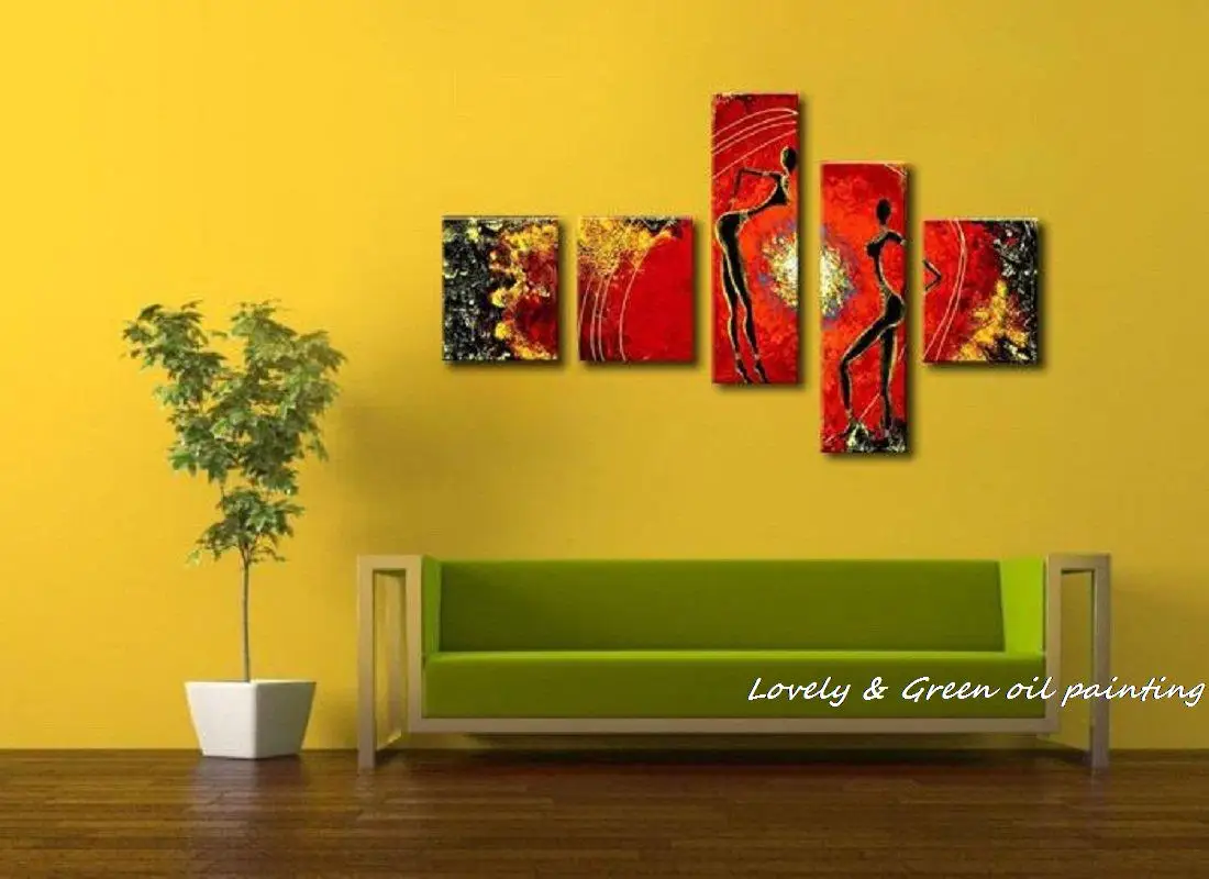 Бесплатная доставка 3 панели Ослепительная красочная жизнь ручная роспись