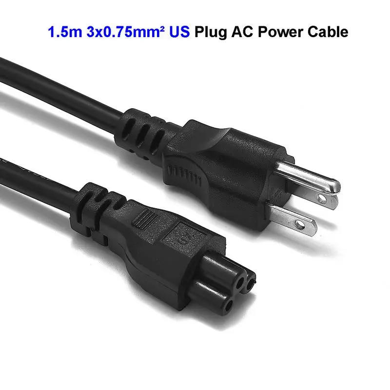 250 шт 3 зубец Мощность кабель США Plug C5 Cloverleaf AC сетевой шнур адаптера 1 5 м 5ft 0.75mm2 для
