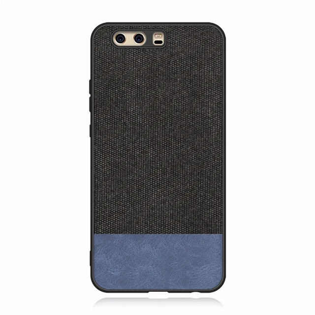 Black with Blue PU Чехол для huawei P10 Мягкий ТПУ Край холст задняя крышка модная матерчатая ткань чехол для huawei P10Plus P10 Plus чехол для телефона - Цвет: Black with Blue PU