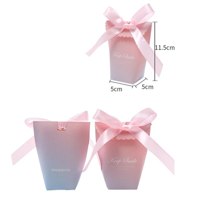 30 шт./лот градиентная цветная маленькая коробка для конфет с лентой Сказочный