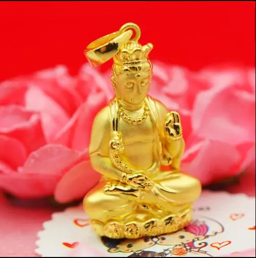 Подарок на новый год 3D подвески из твердого золота благоприятный козы будда