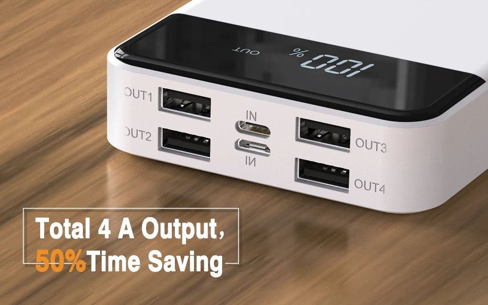 FLOUREON 20000mAh 2.1A внешний аккумулятор с 4 USB выходами Micro-USB Lightning вход внешний аккумулятор для Iphone Телефонов планшетов