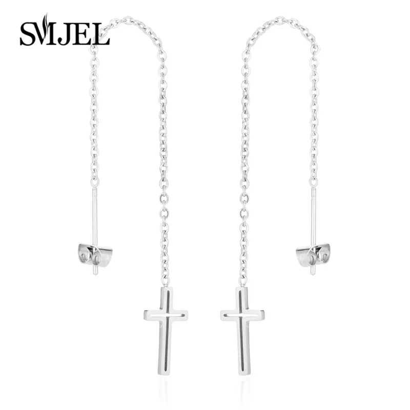 Silver GED173 SMJEL корейский, геометрической формы, висячие серьги для женщин, длинные серьги из стали, висячие серьги с кисточкой для девочек - Окраска металла: Silver GED173