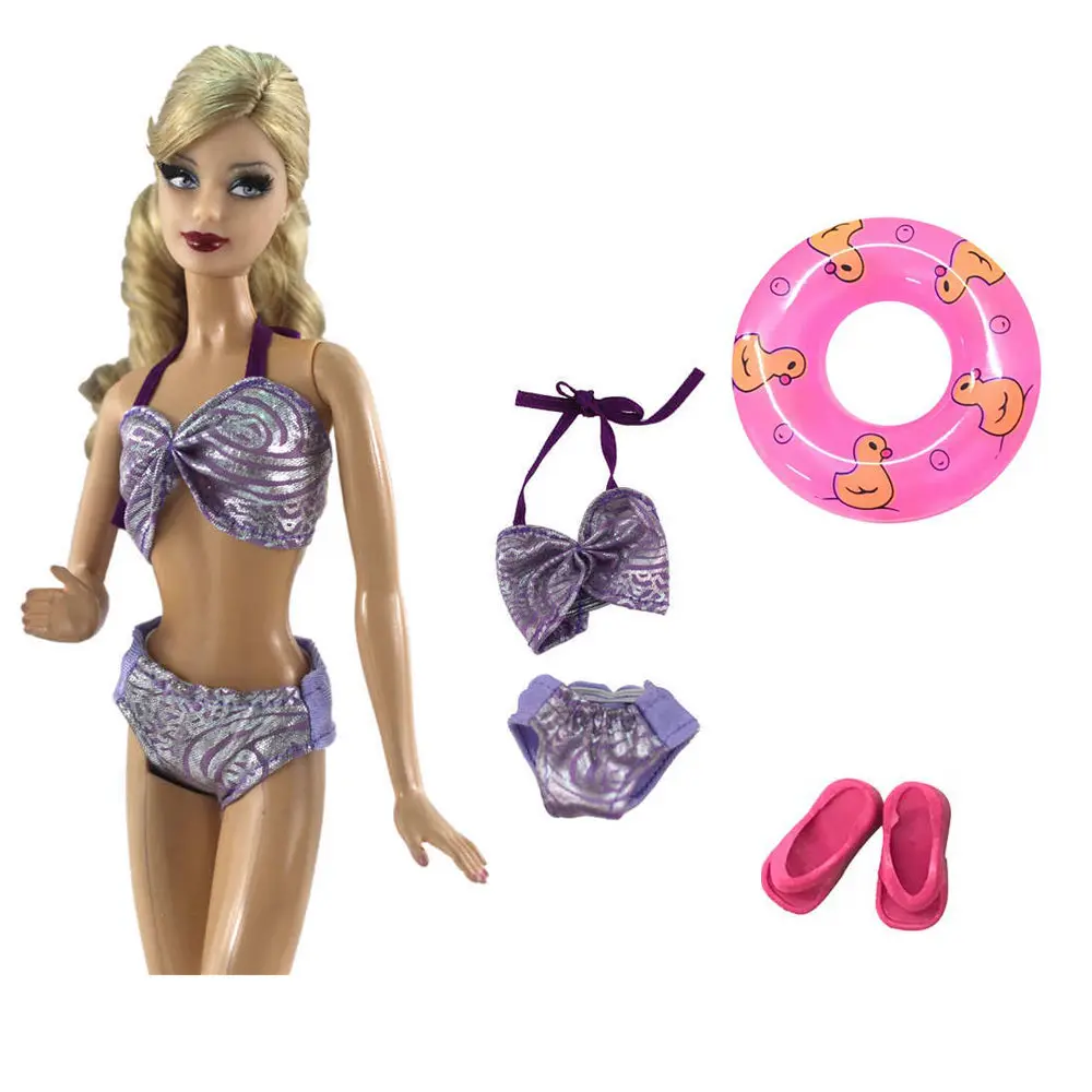 Not Include Doll I NK MIX купальники для кукол пляжная одежда для купания купальник+ тапочки+ плавательный буй спасательный пояс кольцо для куклы Барби игрушки для девочек 060JJ DZ - Цвет: Not Include Doll I