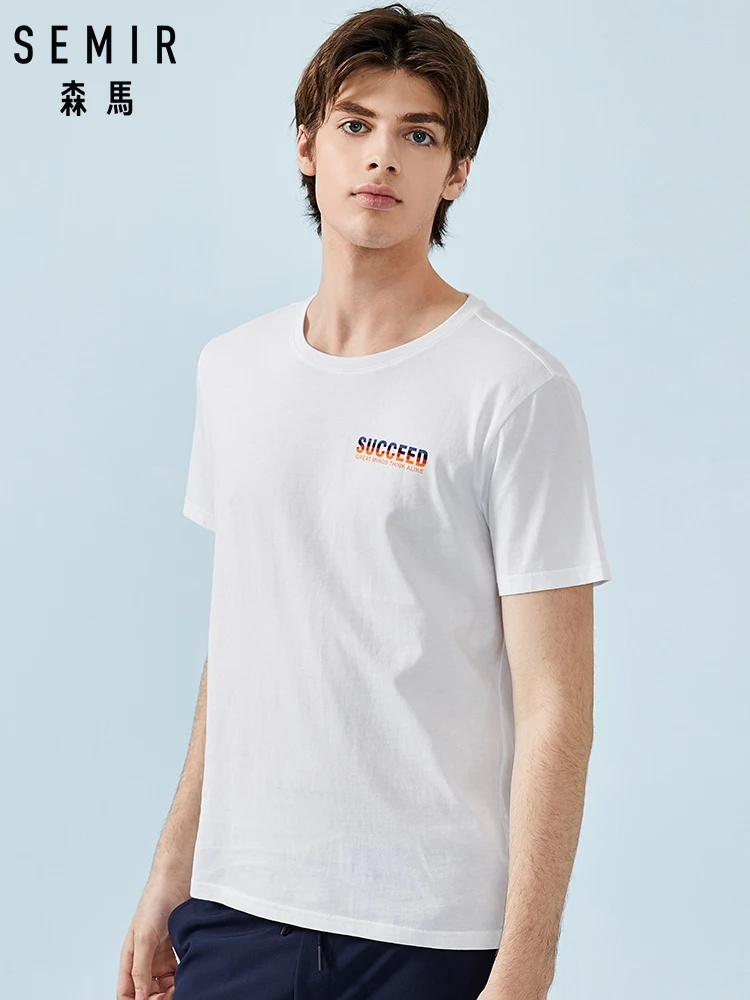 Мужская Однотонная футболка SEMIR мужские футболки и топы с круглым вырезом