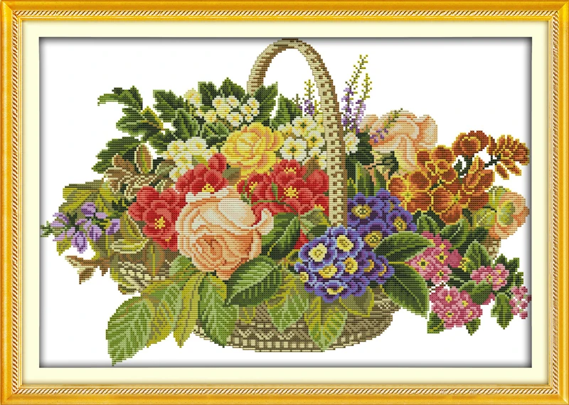 

Basket of flowers cross stitch kit flower 18ct 14ct 11ct count printed canvas stitching embroidery DIY handmade needlework