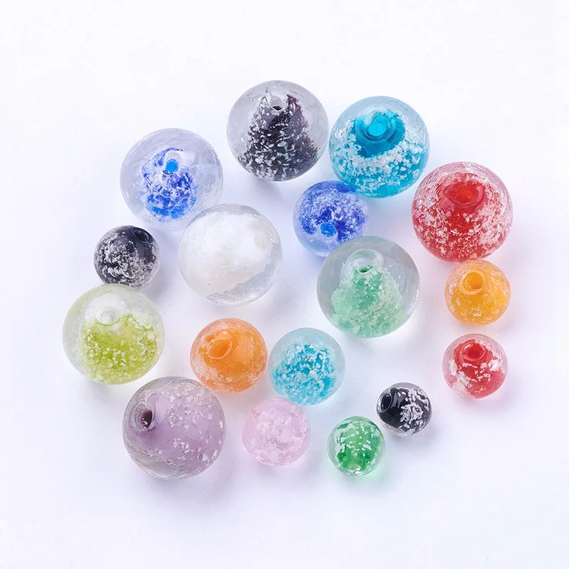 PANDAHALL смешанные Цвет Бусы 200 шт./уп. Ручной работы Бусины Lampwork неправильной формы 4~ 20 мм отверстие: 1~ 2,5 мм