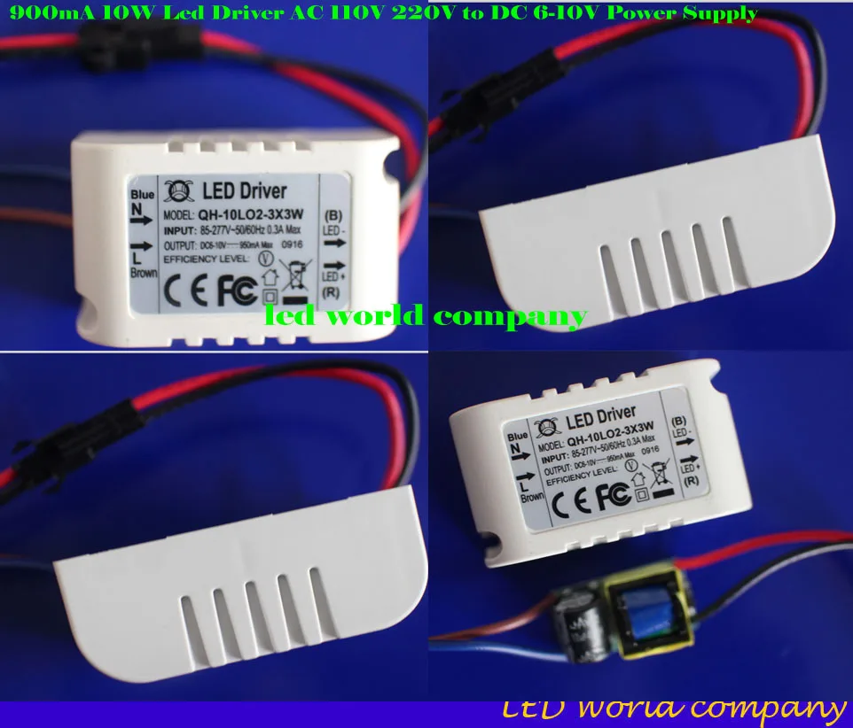 shipping5pcs изолированный 900mA 10 Вт Светодиодный драйвер постоянного тока 110 V 220 V переменного тока в постоянный, для детей 6-10 V Питание для 10 Вт высокой мощности Мощность Красные Белые светодиоды; чип
