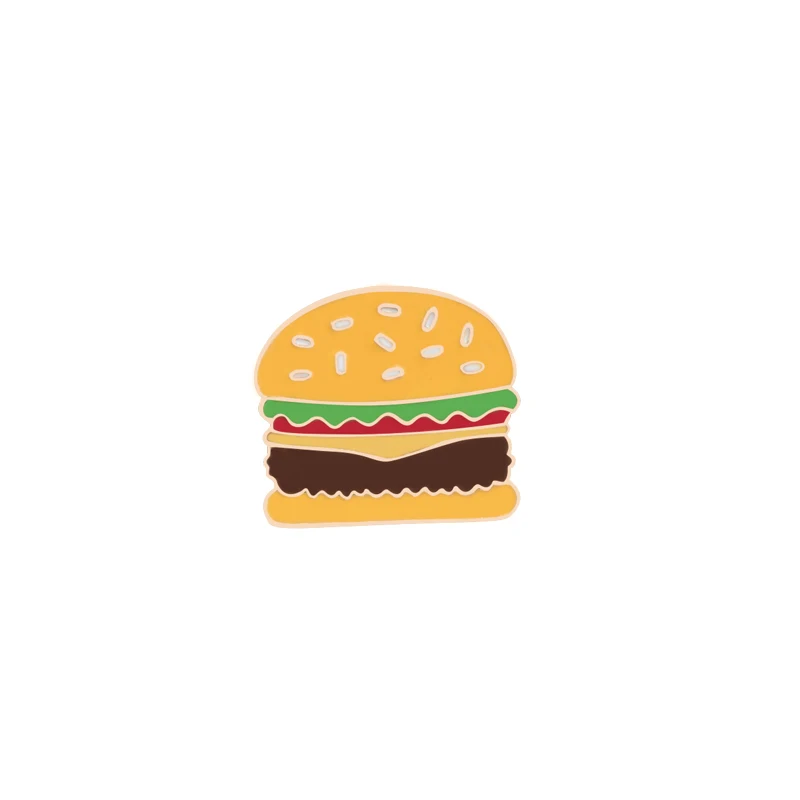 Hamburger Мультфильм еда эмаль булавки значок гамбургер картофель фри попкорн ледяной Кепка кремового цвета рубашка воротник и сумка Ювелирные изделия для женщин детские игры - Окраска металла: Hamburger