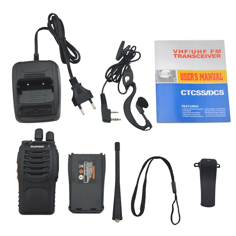 2 шт./лот BF-888S baofeng walkie talkie 888s UHF 400-470MHz 16 канальный портативный двухстороннее радио с наушником bf888s трансивер