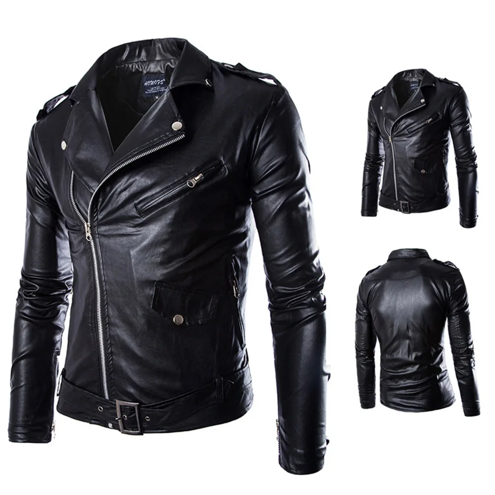 

Men Faux Leather Jacket Motorcycle Plus Size Men's Jackets Black Jaqueta De Couro Masculina Outwear Male PU Leather Coats Mens