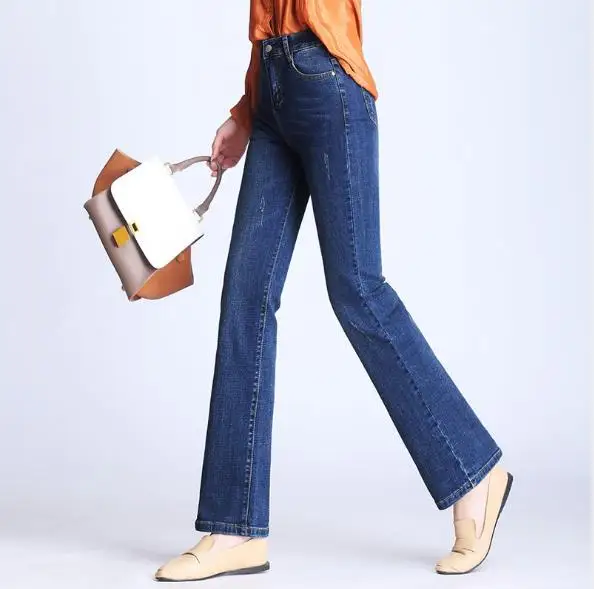 Женские джинсы капельки WYWAN синие длинные винтажные со средней талией на кнопках