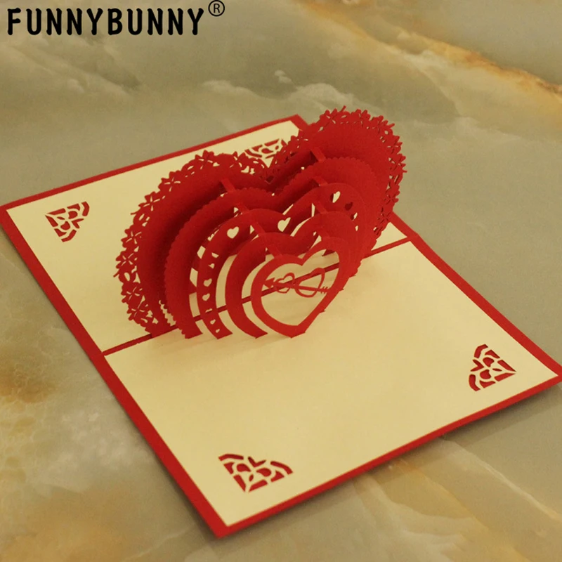 FUNNYBUNNY 3D романтические поздравительные открытки взаимная любовь сердце с