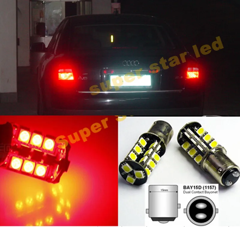 2x1157 BAY15d P21/5 Вт Canbus Белый Красный автомобиль ED STOP хвостовые лампы стоп для Audi A1 A2 A4 A5