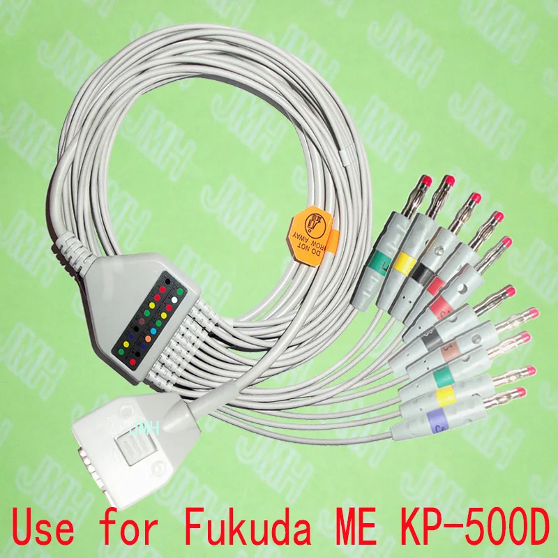 

Compatible with Fukuda ME KP-500D EKG 10 lead,One-piece ECG cable and leadwires,15PIN,4.0 red Banana,IEC or AHA.