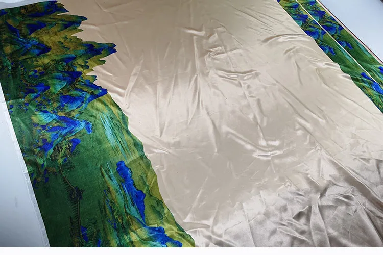 2 метра Китайская классическая маунтинская живопись атласная гладкая