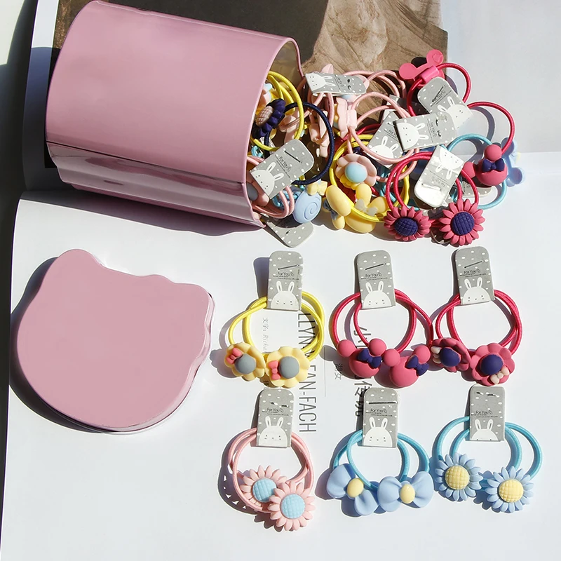 Детские резинки для волос милые в цветочек и с бантом 40 шт./лот|tie gum|hair accessoriespink