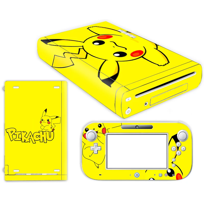 Наклейка Pokemon Go Pikachu из кожи для nintendo wii u, чехол для консоли с пультами управления, скины для геймпад для nintendo wii u, наклейка