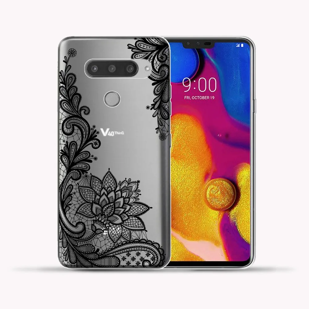 Hyr чехол цветок силиконовый для LG V40 ThinQ сексуальный кружевной Цветочный Мягкий