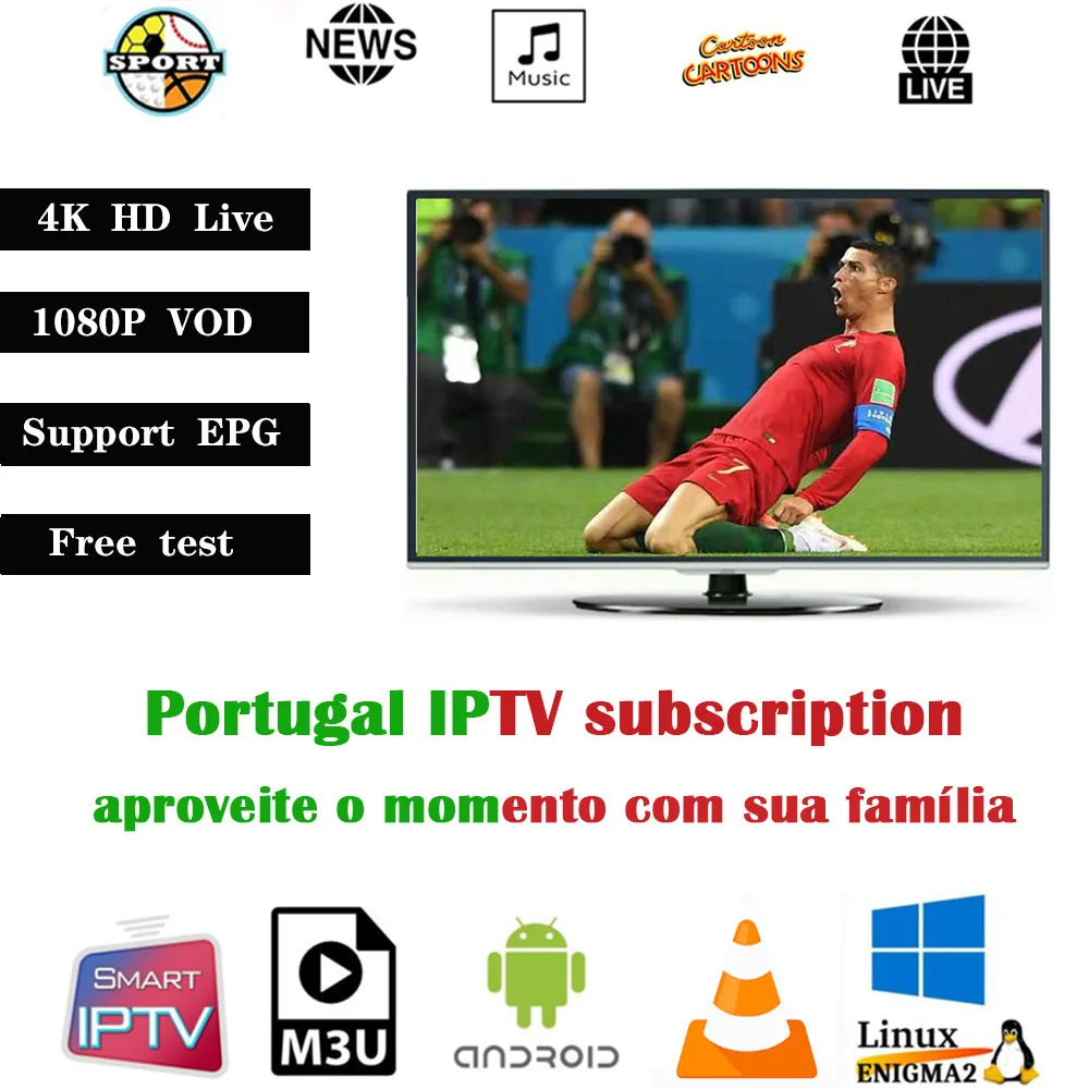 1 год IP tv Portugal M3U Subcription 385 португальский каналы музыка кино Спорт взрослые Netflix