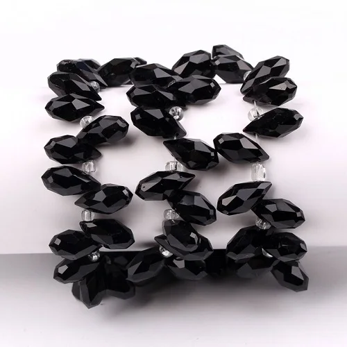 black 50 шт. овальной формы с бесцветными стёклами бисер в виде граненых стеклянных 6x12 мм Briolette каплевидные бусины-капли воды, стекло бусины для самостоятельного изготовления ювелирных изделий - Цвет: black