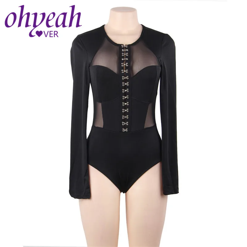 Ohyeahlover Женское боди Из Сетчатой Ткани в стиле пэчворк черные облегающие