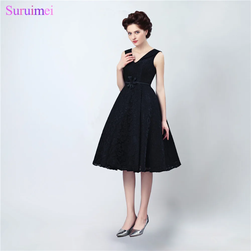 Черные кружевные короткие платья для подружек невесты недорогое платье до