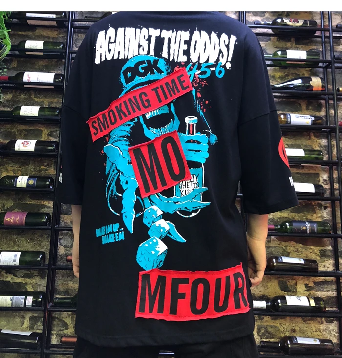 AELFRIC Crazy Funny Skull принты футболки с коротким рукавом Уличная одежда Летняя мода харадзюку хип хоп повседневные футболки мужские топы