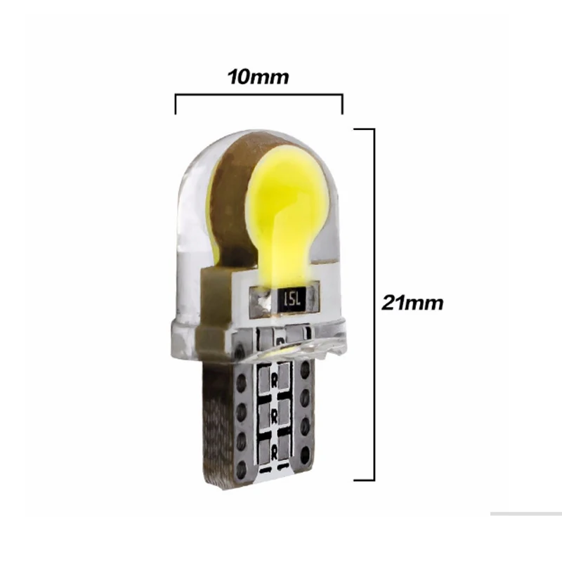 

100PCS T10 W5W 168 Car Interior Dome Light Silica Gel COB LED Bulbs Silicone Shell Auto Wedge parking light Turn Side Lamps 12V