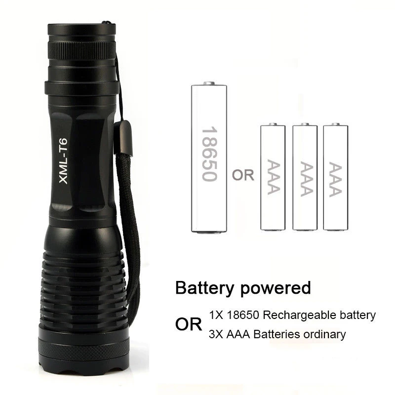 XM-L LED Flashlight 6000LM 10000LM Super Bright Torch Light with 18650 Battery Add Charger Zoomable Emergency Flash Up | Лампы и