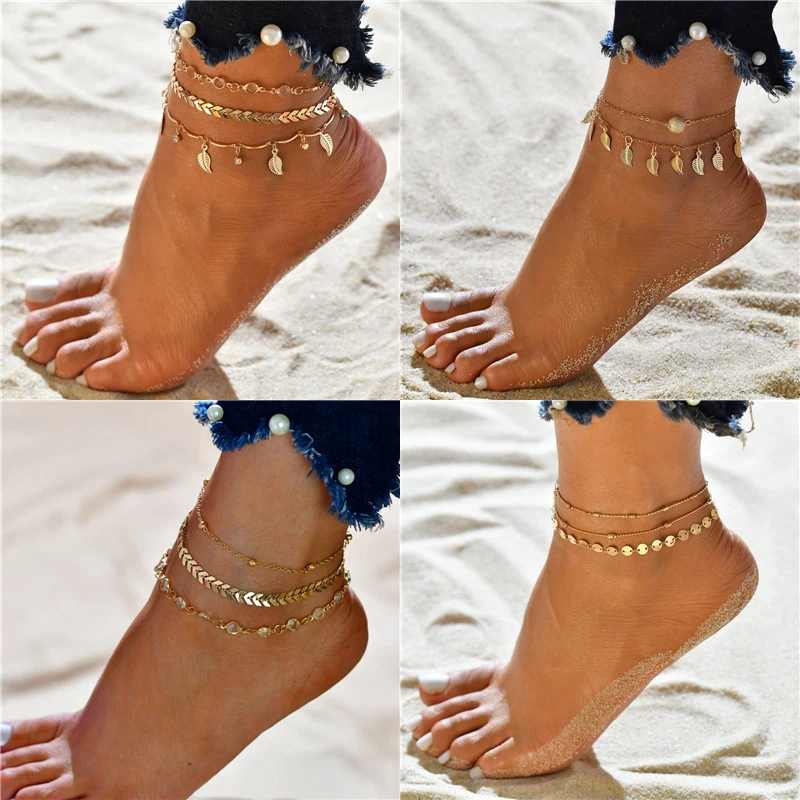 

Modyle Bohemian Beads Ankle Bracelet for Women Leg Chain Round Tassel Anklet Vintage Foot Jewelry Accessories