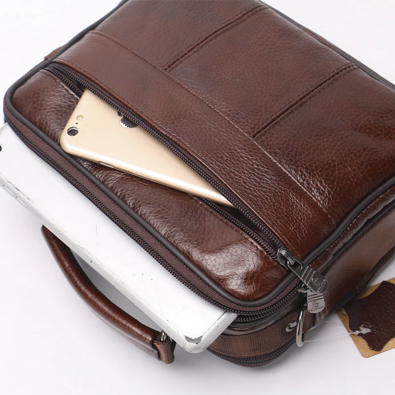 Cow Genuine Leather Messenger Bags Men Travel Business Crossbody Shoulder Bag for Man Fashion Satchels Flap Solid Bag ZZNICK