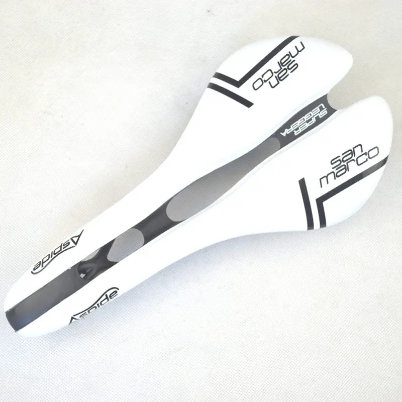 sanlogo white Superlight Седло дорожный велосипед седло черный белый из углеродного волокна+ Кожаные Седла велосипед sillin bici подушка для медитаций 118 г - Цвет: sanlogo white