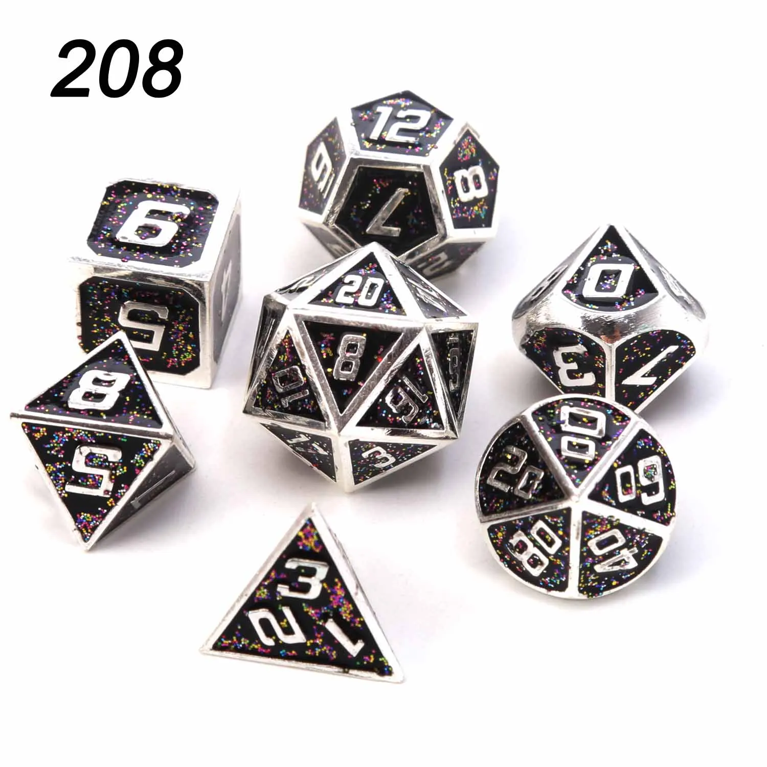 Chengshuo starlight металлические кости dnd Набор кубиков rpg многогранные Твердые подземелья и дракон настольные игры цинковый сплав зеленый d& d кости 7 шт - Цвет: 208