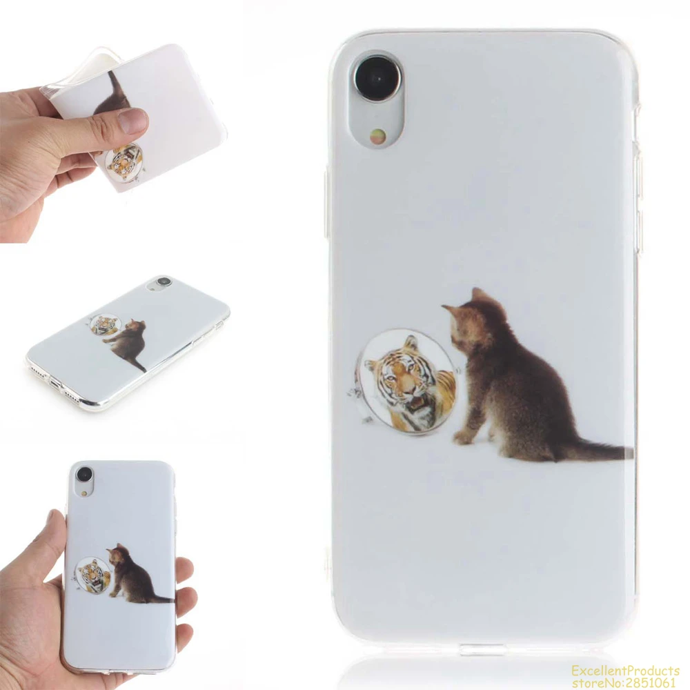 Высокое качество Cat ПЭТ окрашены силиконовый чехол для Apple iPhone 5 5S 6 6S PLUS 7 8 X XS XR Max