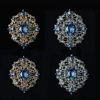 2pcslot blue rhinestones buttons metal flatback diy decorative for brooch pin dress coat bag alloy badge wedding accessories