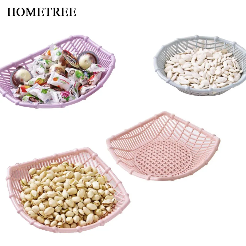 

HOMETREE 1pc Creative Hollow Fruit Basket Living Room Plastic Snack Plate Fruit Plate Candy Basket Kitchen Vegetable Basket H492