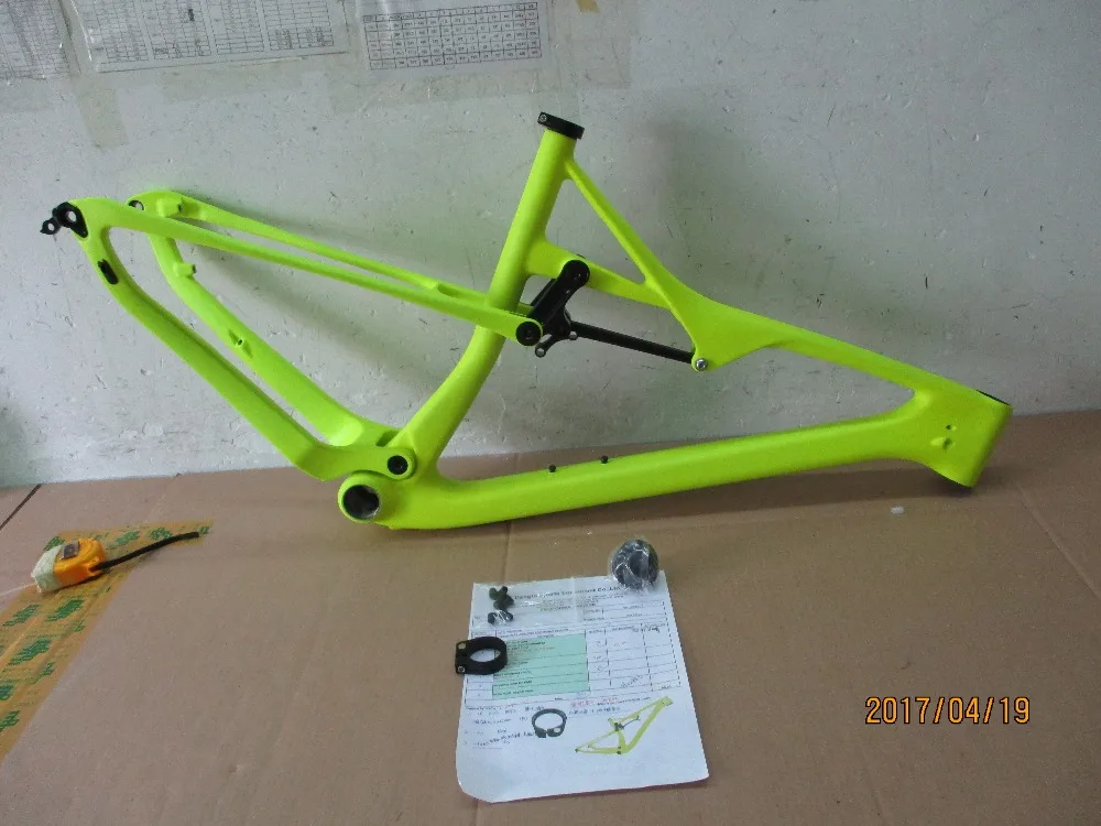 Горный велосипед с полной подвеской 29er горный карбоновой рамой XC неоново желтый