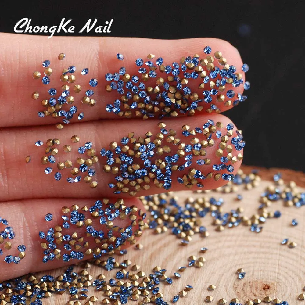 Light blue Hisenlee SS3 1,3 мм стекло Pixie AB микро точечные Стразы Серебряная задняя часть для ногтей Кристаллы украшения для ногтей - Цвет: Light blue