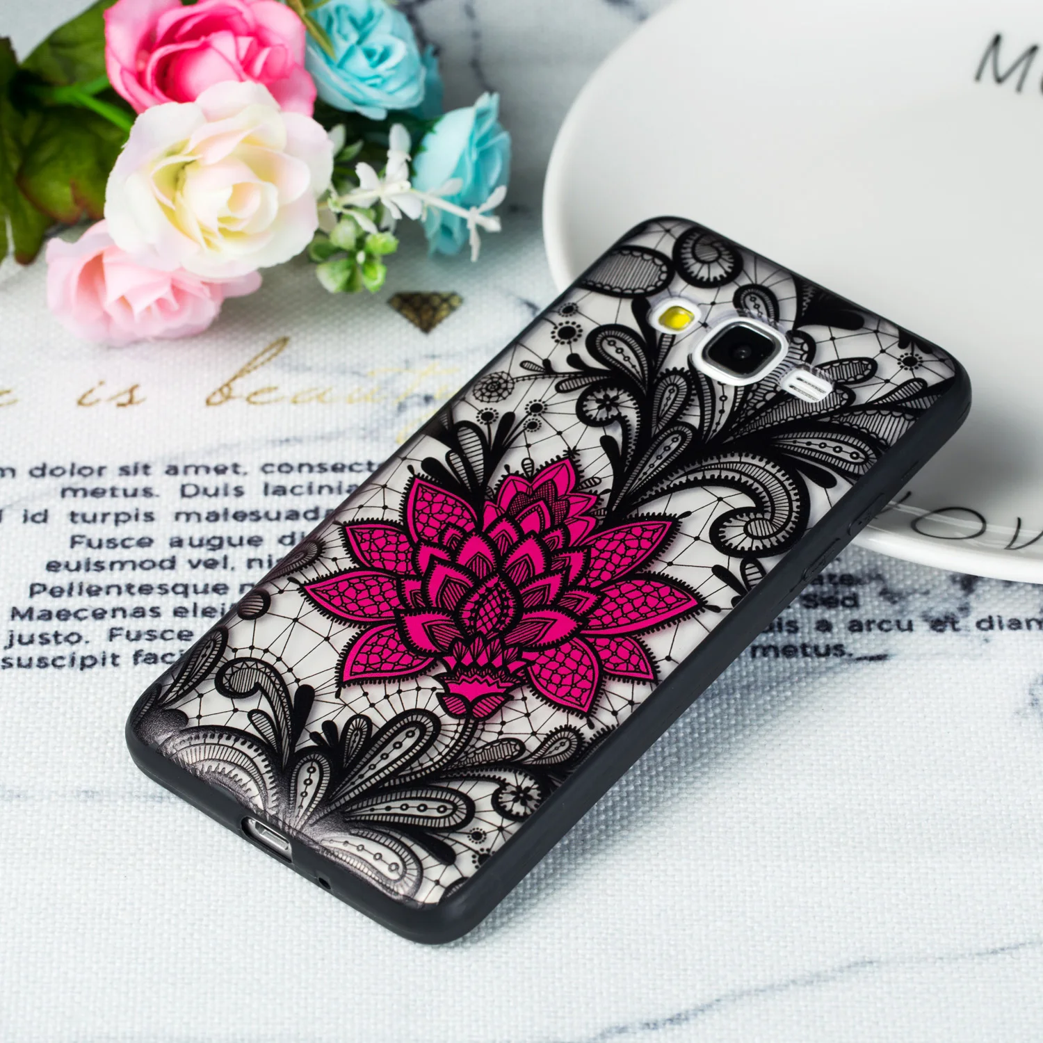 3D Flower Case For Samsung Galaxy Grand Prime G532F Soft Edge Hard Back Cover J2 Fundas Women |