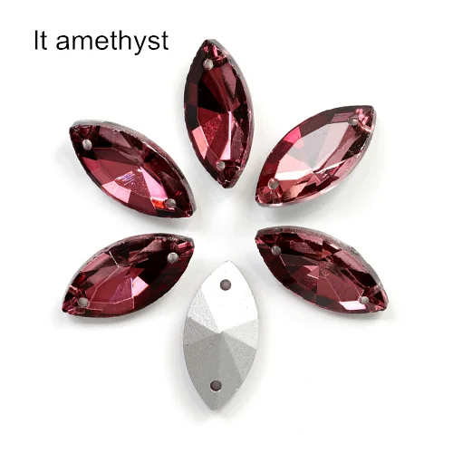 lt amethyst Высококачественные цветные хрустальные стразы в виде конского глаза, пришитые сзади, стразы в виде листьев для свадебного платья B3676 - Цвет: lt amethyst