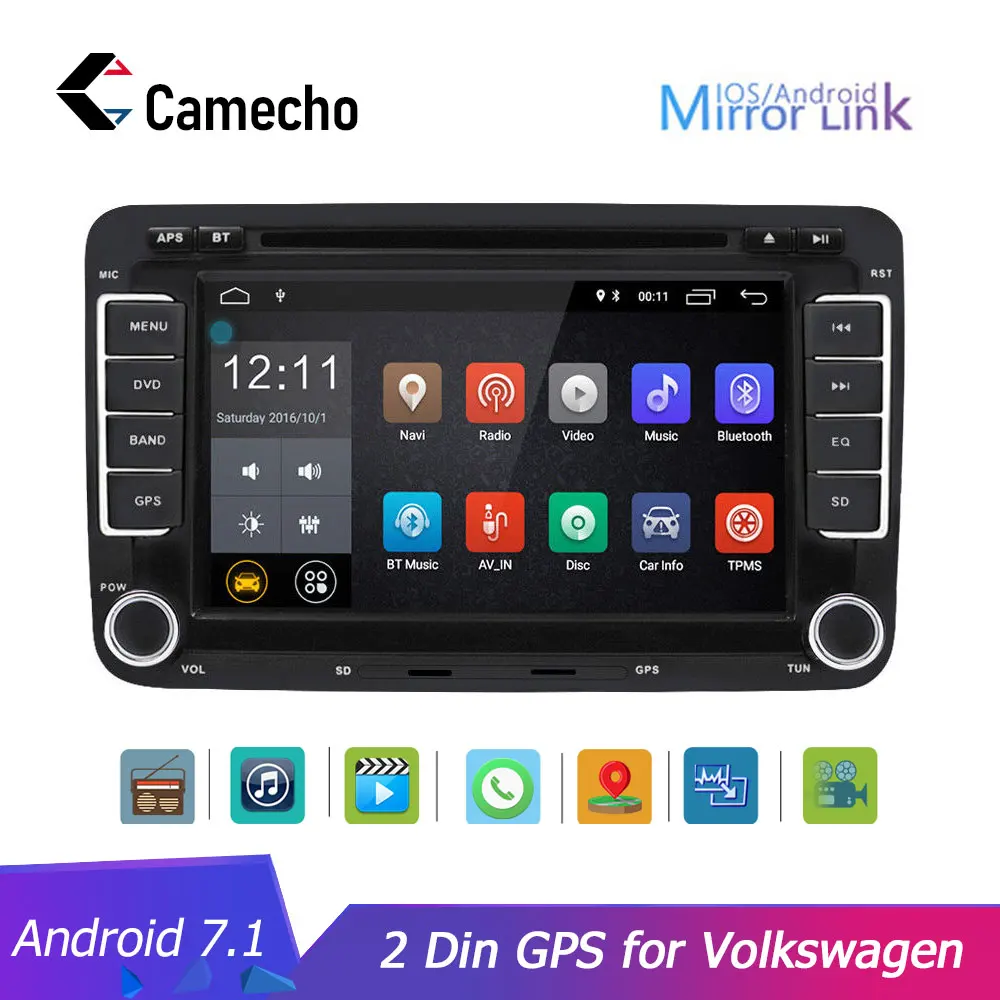 Camecho автомобильный мультимедиа для Volkswagen/Passat/POLO/GOLF/Skoda/Seat/Leon радио Wifi Android 7 1 gps авто
