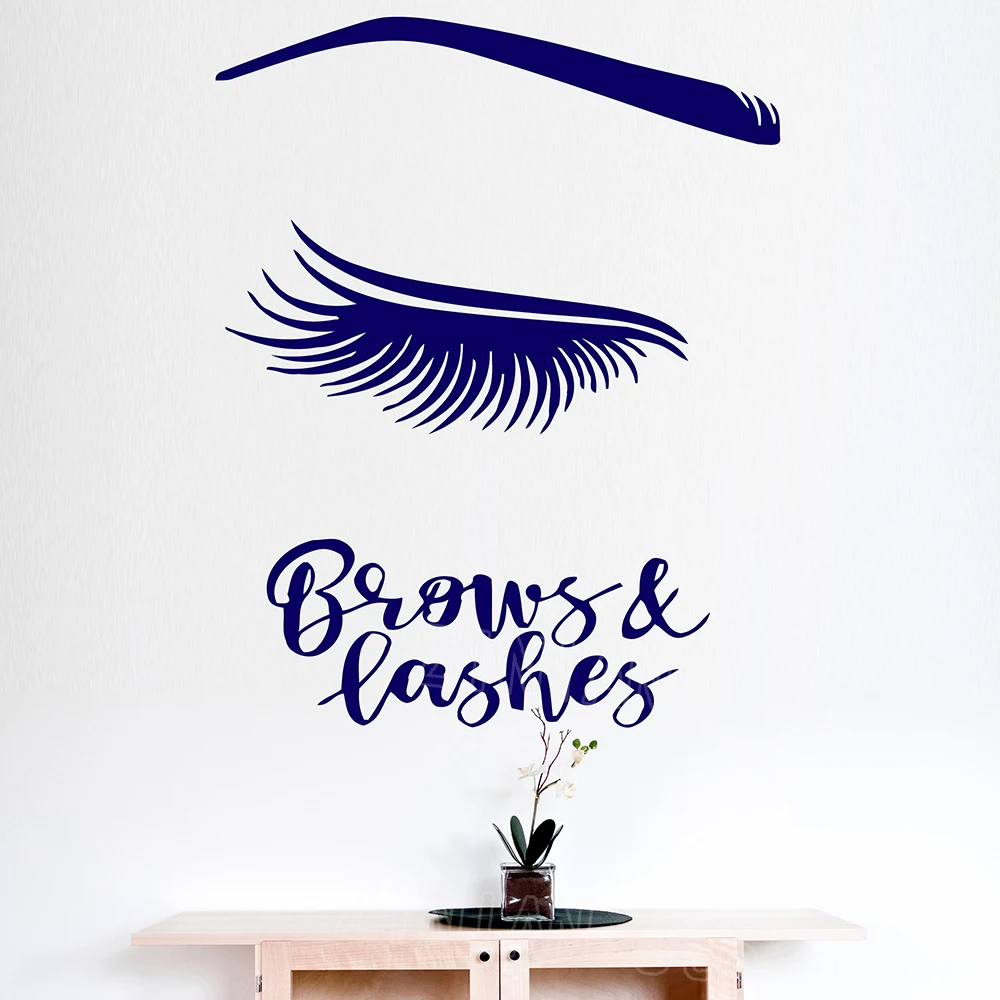 Brows and Lashes Wall Decal for Spa Beauty Salon Girls Long Vinyl Stickers Gir Room Eyelashes Extensions Decoration Z386 | Дом и сад