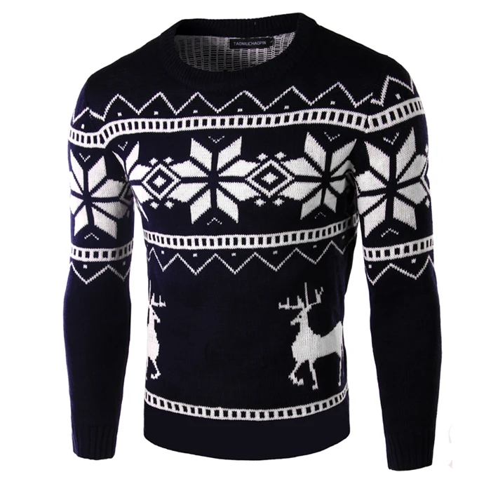 Deer Christmas Sweaters for Man O Neck Casual Pullover Male Sweater Men Jumper Mens Knitwear Sueter Slim Top Winter Sweters