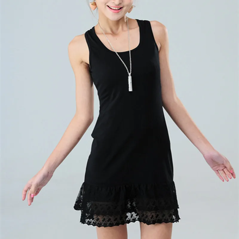 Платье туника женское кружевное выше колена из эластичного хлопка|tank dress|dress for