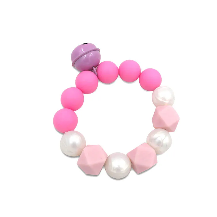 Силиконовый Прорезыватель для зубов жевательные бусины браслет с колокольчиком