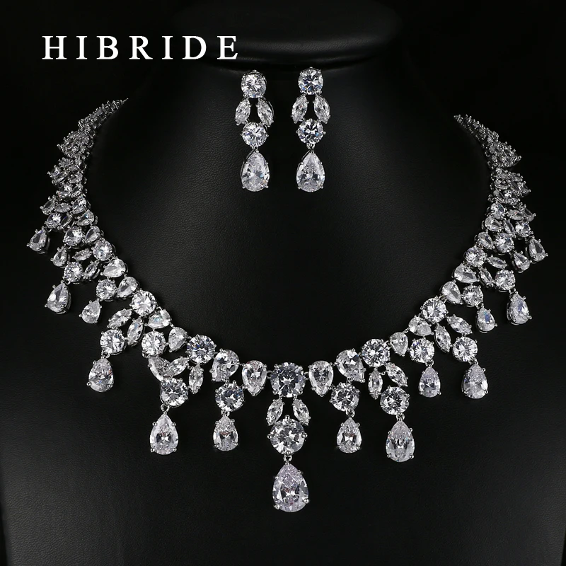 Роскошные высококачественные белые/зеленые Ювелирные наборы HIBRIDE в форме капли