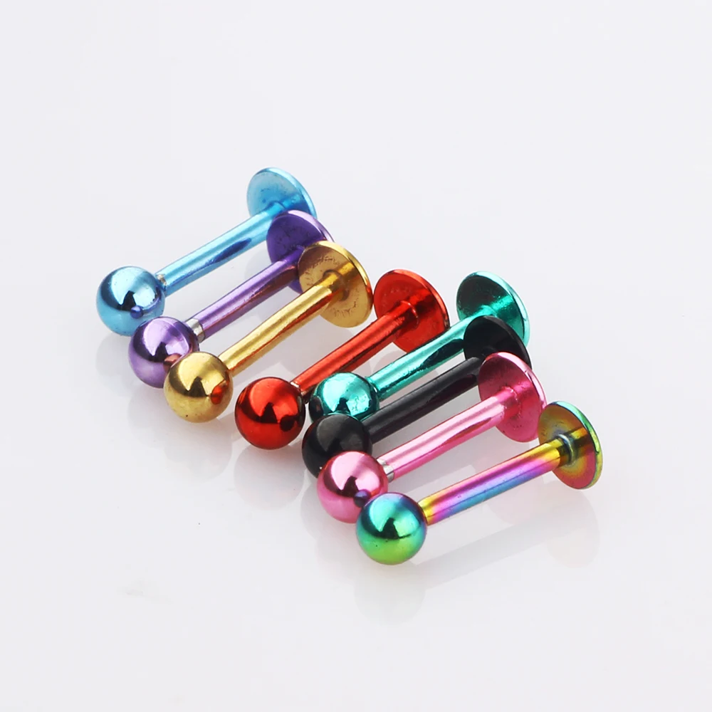 TIANCIFBYJS титановое IP короткое кольцо для губ LABRET пирсинг Монро Козелок Уха 16 г 8 мм 100