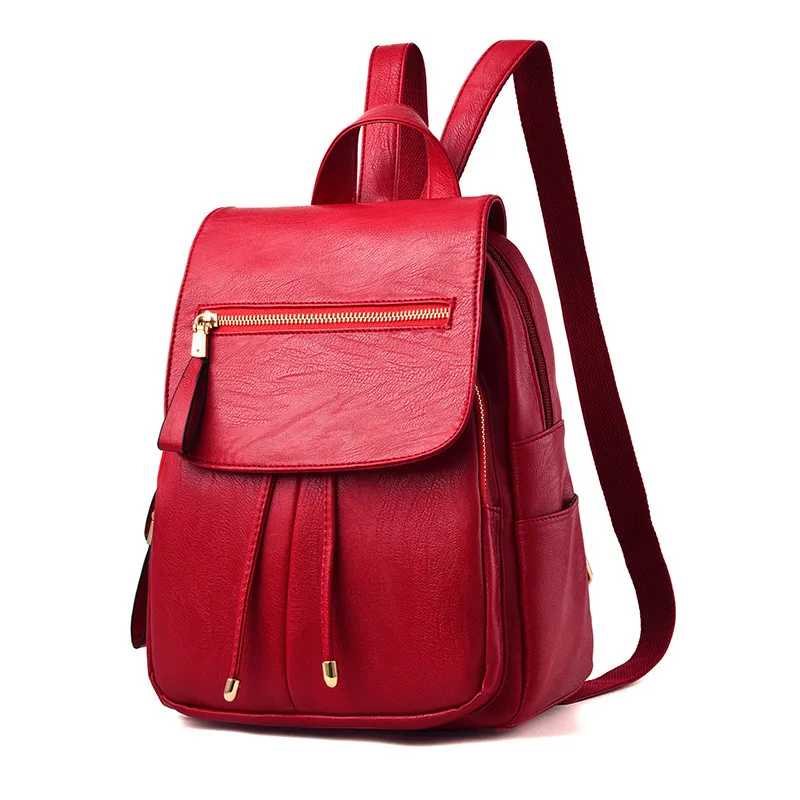 Повседневный женский рюкзак брендовый кожаный вместительный школьный ранец для